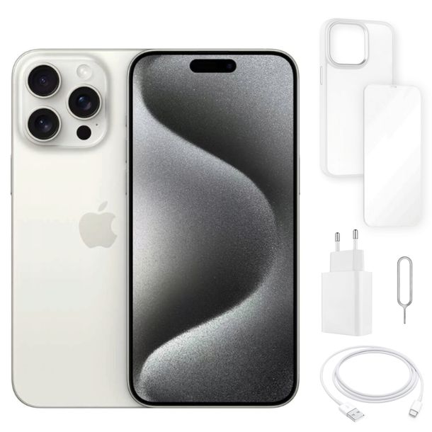 IPHONE 15 PRO MAX 512 GB | PREMIUM A+ | BATERIA 100% | BIAŁY | SIM + eSIM