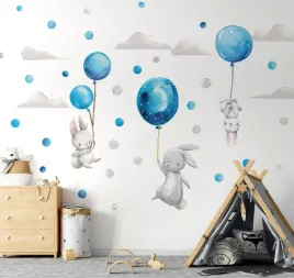 naklejki-na-sciane-dla-dzieci-kroliczki-z-niebieskimi-balonami