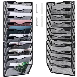 uchwyt-scienny-na-dokumenty-a4-organizer-metalowy-10-przedzialow-czarny