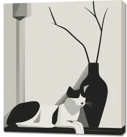 obraz-90x100cm-kot-w-odcieniach-szarosci