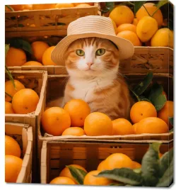 obraz-90x100cm-kot-w-pomaranczach