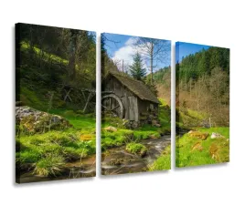 obraz-mlyn-strumyk-dolina-obrazy-tryptyk-120x80