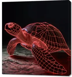obraz-90x100cm-neonowy-zolw