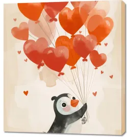 obraz-90x100cm-pingwinek-z-balonami