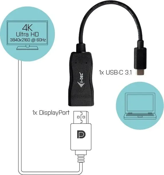 i-tec-adapter-usb-c-do-display-port-4k-60-hz-dlugosc-0-15-m