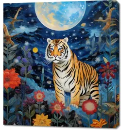 obraz-90x100cm-tygrys-w-ogrodzie-gwiazd