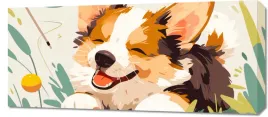obraz-90x40cm-beztroski-corgi