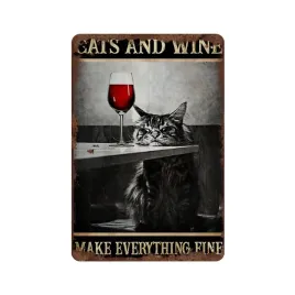 ensound-vintage-metalowa-tabliczka-z-wizerunkiem-kota-i-wina-20-x-14-cm