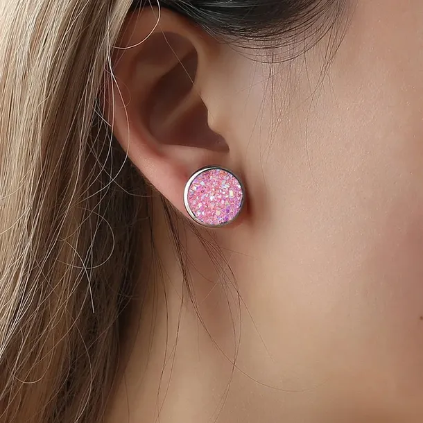 kolczyki-sztyfty-glitter-pink-stan-nowy