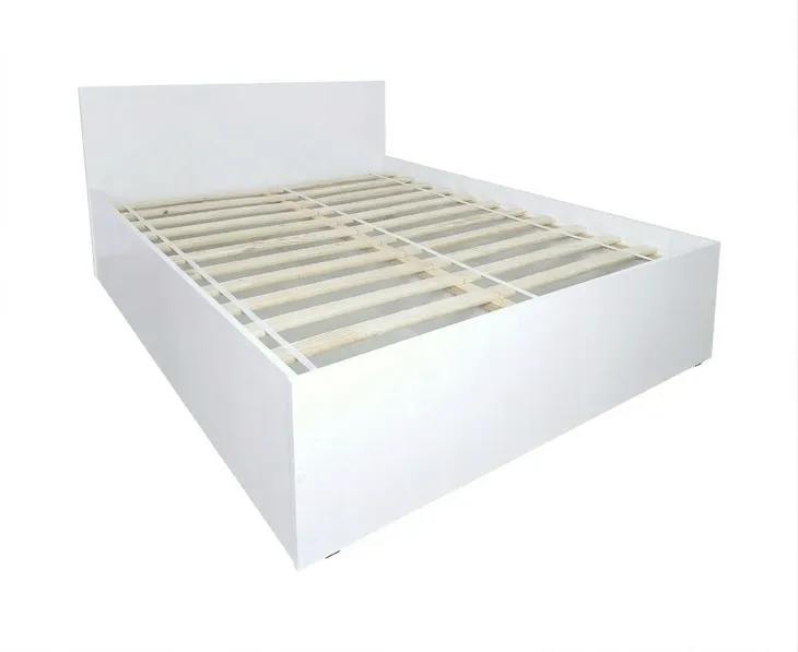Łóżko 140x200 białe do sypialni solidne 4D ze stelażem