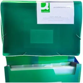 teczka-harmonijkowa-z-gumka-z-przegrodkami-biurowa-a4-q-connect-zielona