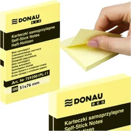 karteczki-samoprzylepne-bloczek-kostka-51x76-donau-zolte-100-karteczek