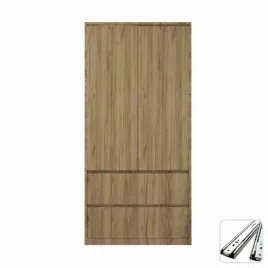 funkcjonalna-dwudrzwiowa-szafa-90-2-szuflady-dab-craft-zloty-garderoba