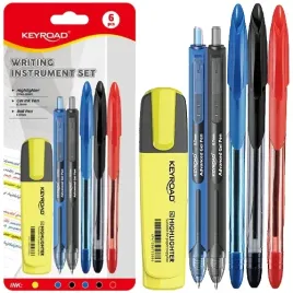 dlugopisy-zestaw-pismienniczy-keyroad-5-dlugopisow-zakreslacz-6-elementow