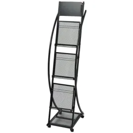 stojak-na-gazety-i-ksiazki-z-kolkami-czarny-40x32x131-cm
