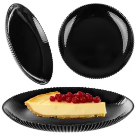 talerz-deserowy-19cm-plytki-do-ciasta-czarny-ryflowany-szklo-opalowe-plaski