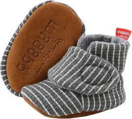 buciki-dzieciece-niemowlece-0-6-miesiecy-szary-ciemny-z-bialymi-paskami