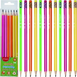 olowek-drewniany-hb-neonowy-keyroad-szkolny-12-sztuk-trojkatny-z-gumka