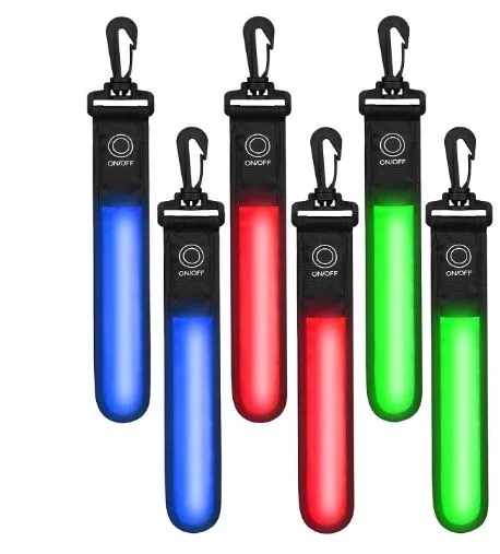 ODBLASKI ŚWIECĄCE LED ZESTAW 6 SZT NIEBIESKI ZIELONY CZERWONY ZAWIESZKA