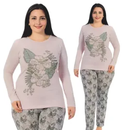 pizama-damska-dlugi-rekaw-kwiaty-wzor-bawelniana