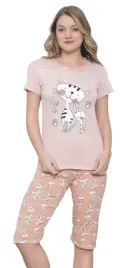 pizama-damska-3-4-spodnie-cute-cat-2xl