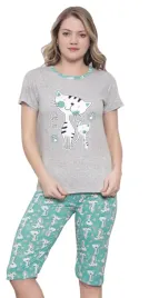 pizama-damska-3-4-spodnie-cute-cat-xl