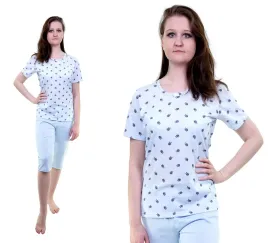 pizama-damska-3-4-spodnie-krotki-rekaw-kwiaty