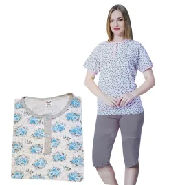 pizama-damska-krotki-rekaw-spodnie-3-4-bawelniana
