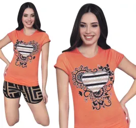 pizama-damska-krotkie-spodenki-serce-roz-m