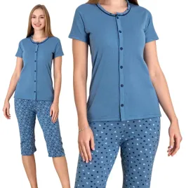 pizama-damska-bawelniana-krotki-rekaw-rozpinana-bawelniana