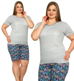 duze-roz-pizama-damska-krotkie-spodenki-kwiaty