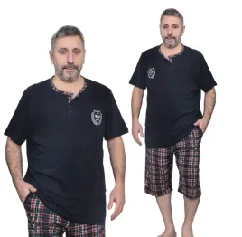 pizama-meska-bawelniana-dekolt-rozpinany-zapinany-na-3-guziki-plus-size-2xl