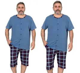 pizama-meska-bawelniana-dekolt-3-4-spodenki-krotki-rekaw-rozpinana-xxl