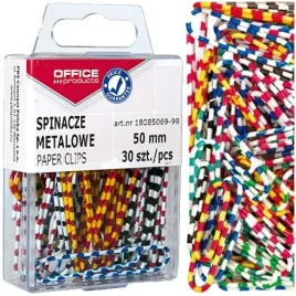 spinacze-biurowe-okragle-office-products-50mm-kolorowe-zebra-30-sztuk