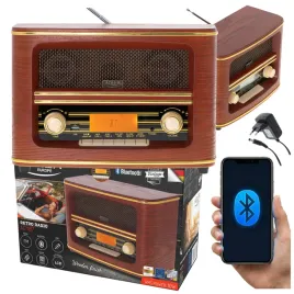 radio-retro-kuchenne-fm-bluetooth-usb-mp3-zegar-alarm-lcd-drewniana-obudowa