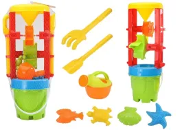 zestaw-zabawek-do-piasku-duzy-mlynek-wiaderko-foremki-kolorowy-lean-toys