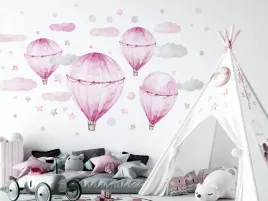 naklejki-na-sciane-dla-dzieci-pastelowe-rozowe-balony-gwiazdki-i-chmurki