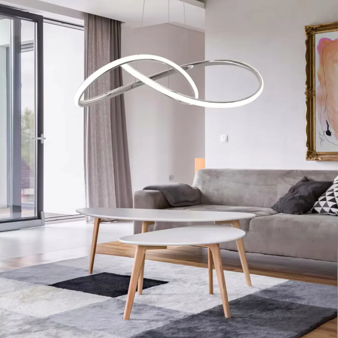 lampa-led-srebrna-wiszaca-z-pilotem-led-3-barwy-silver-55-100-wstega