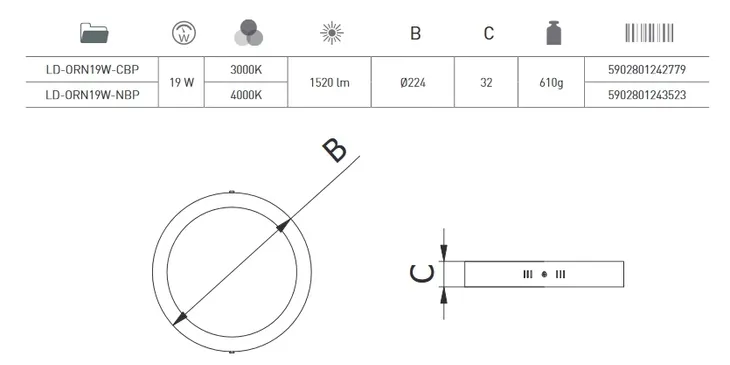 gtv-oprawa-led-oris-plus-typu-downlight19w1520lm-srednica-22-4-cm