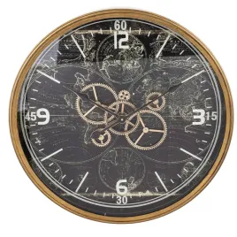 zegar-scienny-60cm-metalowy-retro-zebatki-mapa-swiata-loft-czarny-zloty