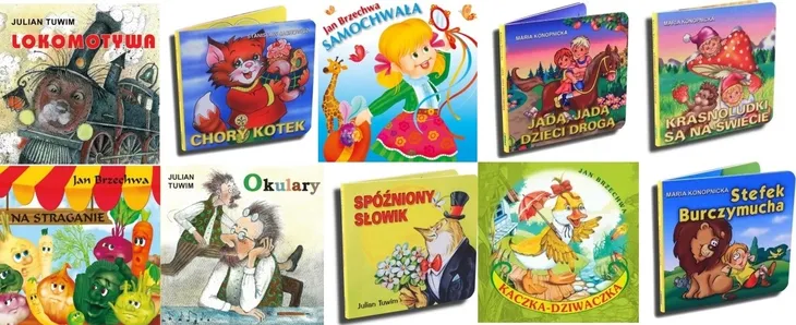 KLASYKA BAJEK DLA DZIECI 10 KARTONOWYCH KSIĄŻEK BRZECHWA TUWIM KONOPNICKA