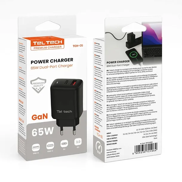 teltech-ladowarka-sieciowa-gan-usb-typ-c-65w-qc-pd-czarny-tch-05-liczba-urzadzen-ladowanych-jednoczesnie-2