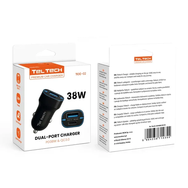 teltech-ladowarka-samochodowa-usb-typ-c-38w-qc-pd-czarny-tcc-02-zlacza-usb-usb-typ-c