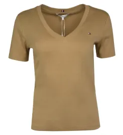 tommy-hilfiger-t-shirt-damski-slim-brazowy-l