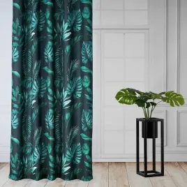 zaslona-gotowa-w-zielone-liscie-monstera-na-ciemnym-tle-tasma-tunelowa
