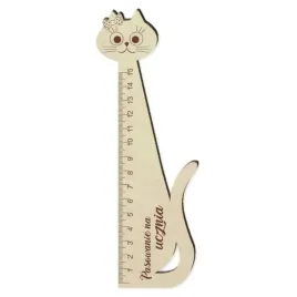 linijka-kotek-z-kokardka-pasowanie-na-ucznia-drewniana-15-cm