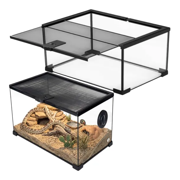 Terrarium Szklane AquosTerra AquaTerrarium OTWIERANA GÓRA Siatka 50x30x35cm