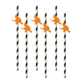 slomki-halloween-czarownice-pomaranczowe-bialo-czarne-195-cm-6-szt