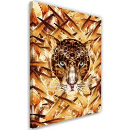 obraz-na-plotnie-tygrys-w-zoltych-lisciach-40x60