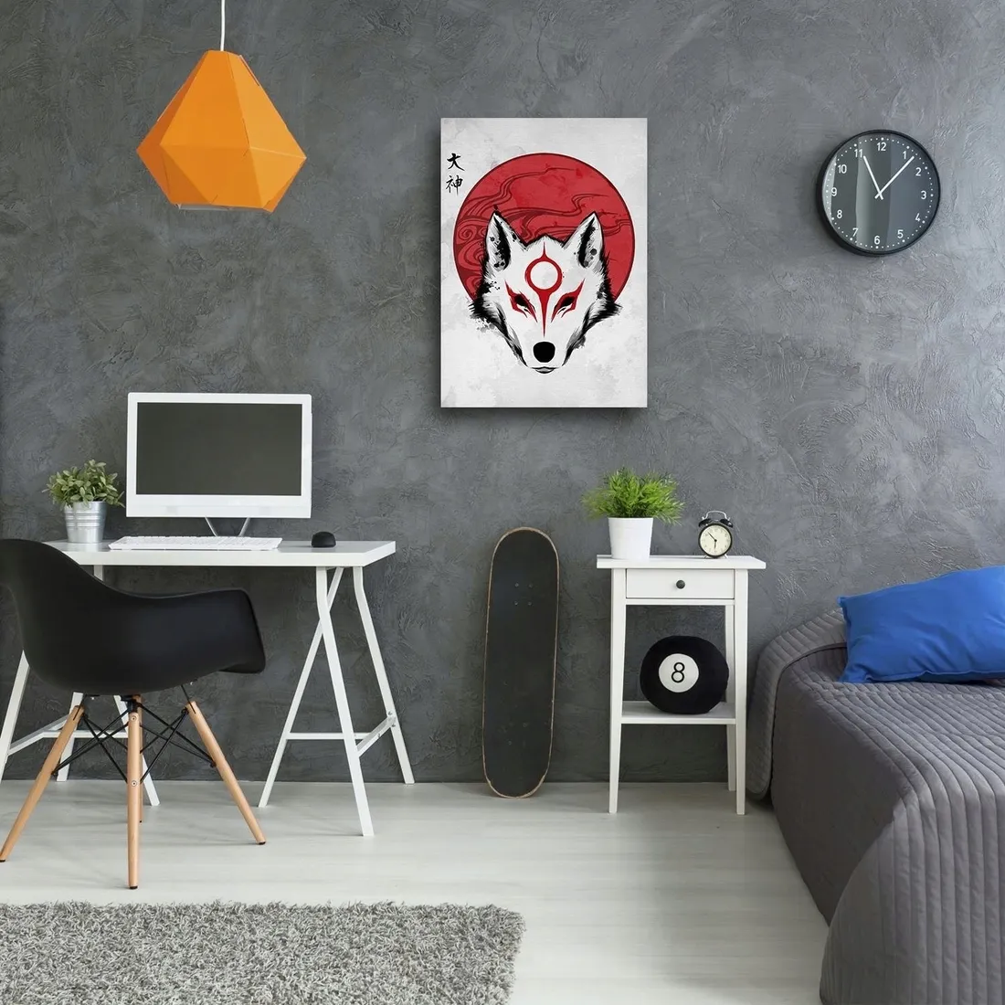 obraz-na-plotnie-wilk-i-czerwone-slonce-60x90